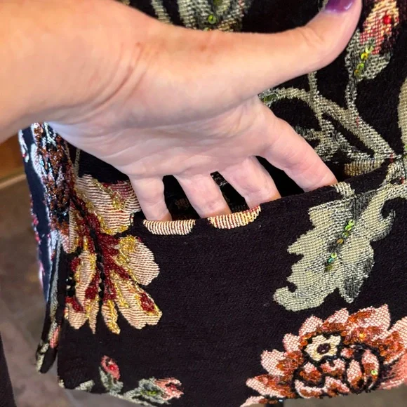 Anage Floral Velvet Blazer - Black and Multicolor